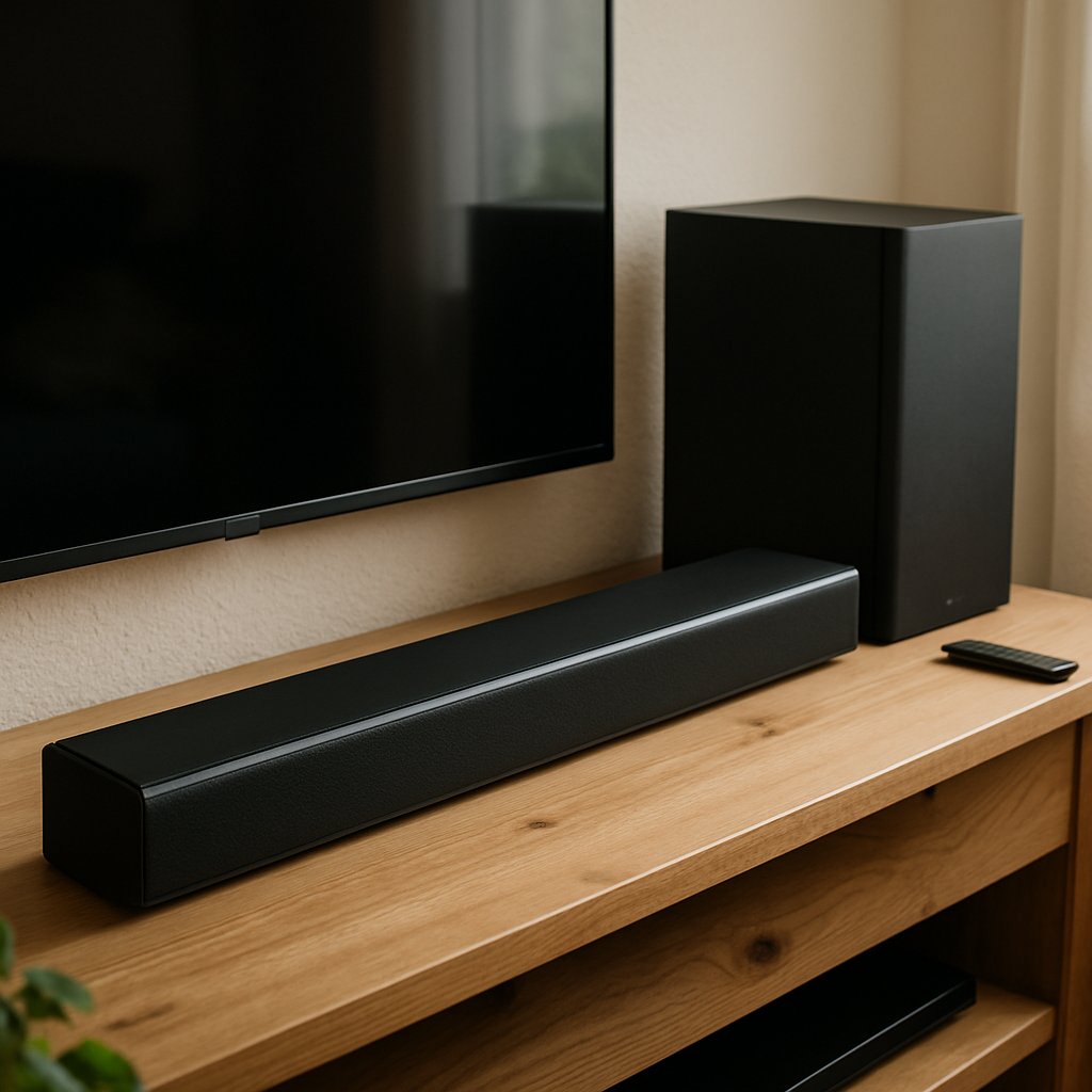 Samsung HW-Q600F posée sous un téléviseur